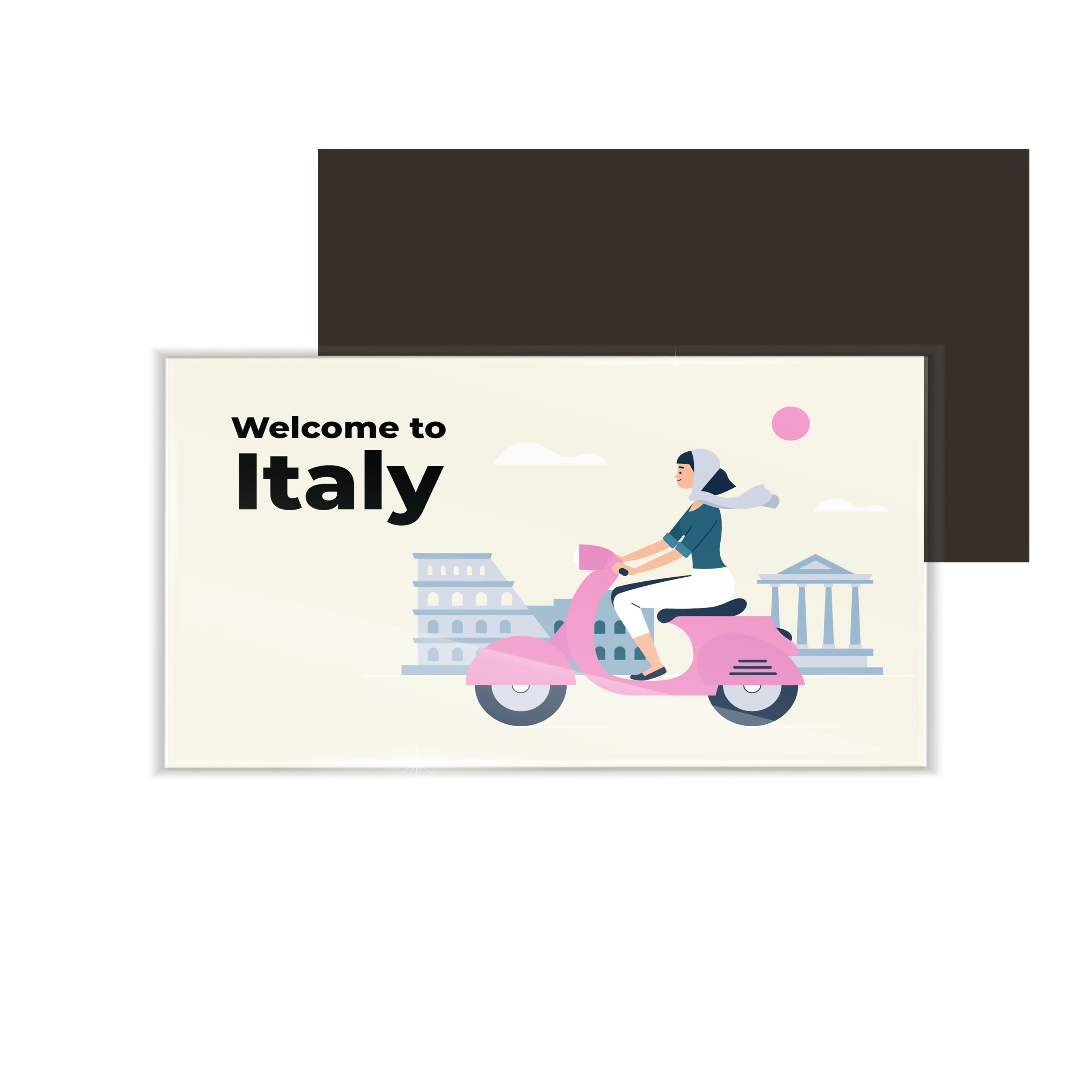 dhcrafts Fridge Magnet Rectangle Acrylic Glass (8.6 x 5.4 cm) Multicolor Travel Italy D2 Design Pack of 1